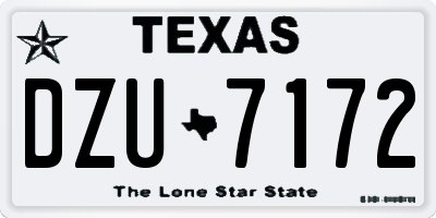 TX license plate DZU7172