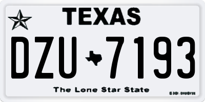 TX license plate DZU7193