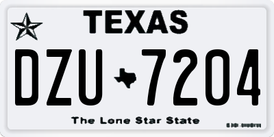 TX license plate DZU7204