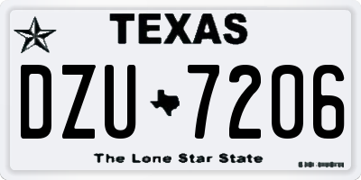 TX license plate DZU7206