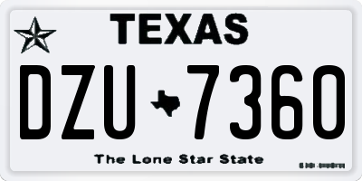 TX license plate DZU7360