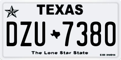 TX license plate DZU7380