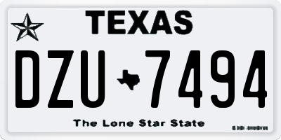TX license plate DZU7494