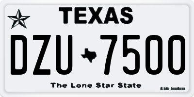 TX license plate DZU7500