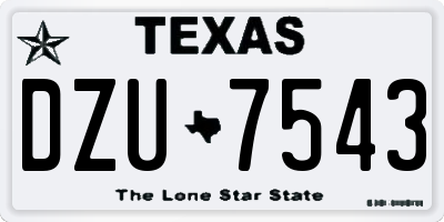TX license plate DZU7543