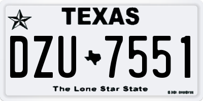 TX license plate DZU7551