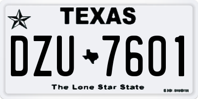 TX license plate DZU7601