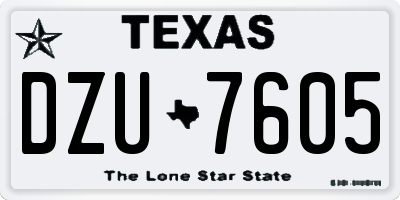 TX license plate DZU7605