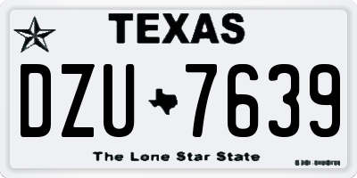 TX license plate DZU7639