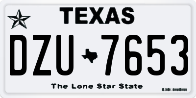 TX license plate DZU7653