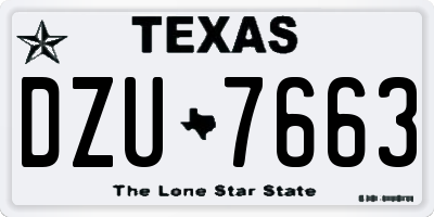 TX license plate DZU7663