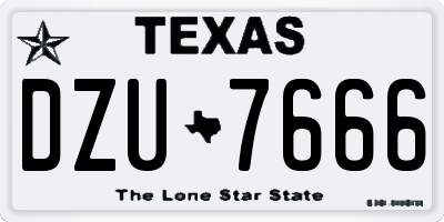 TX license plate DZU7666