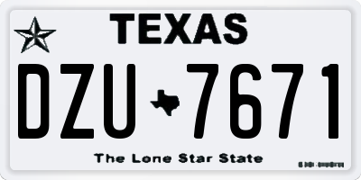 TX license plate DZU7671