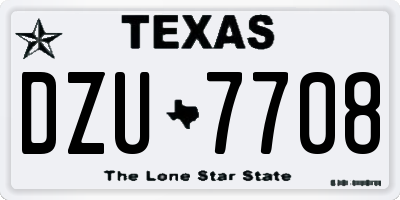 TX license plate DZU7708