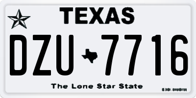 TX license plate DZU7716