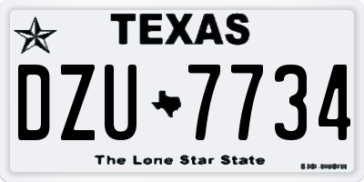 TX license plate DZU7734