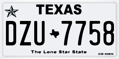 TX license plate DZU7758