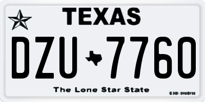 TX license plate DZU7760