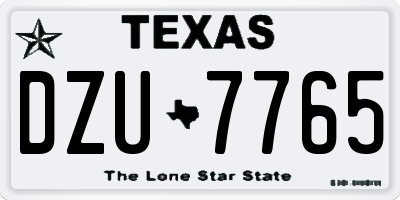 TX license plate DZU7765