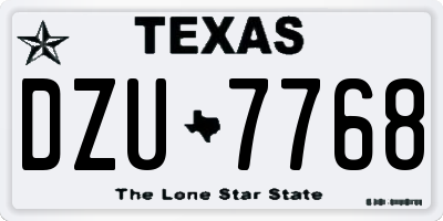 TX license plate DZU7768