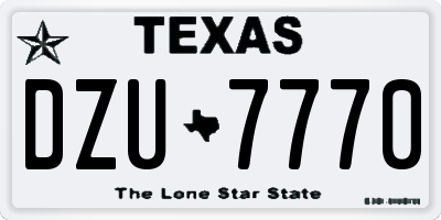TX license plate DZU7770
