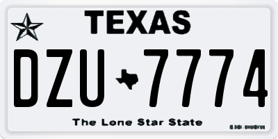 TX license plate DZU7774