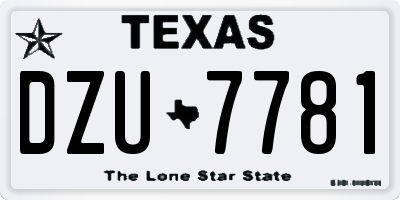 TX license plate DZU7781