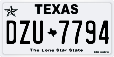 TX license plate DZU7794