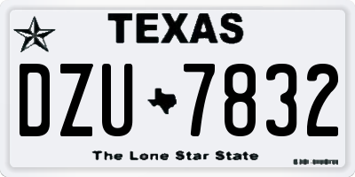 TX license plate DZU7832