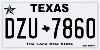 TX license plate DZU7860