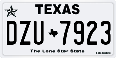 TX license plate DZU7923