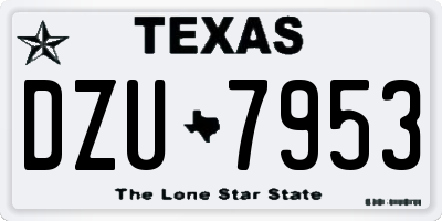 TX license plate DZU7953