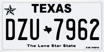 TX license plate DZU7962