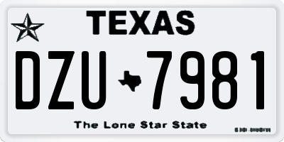 TX license plate DZU7981