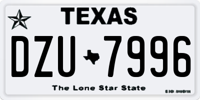 TX license plate DZU7996