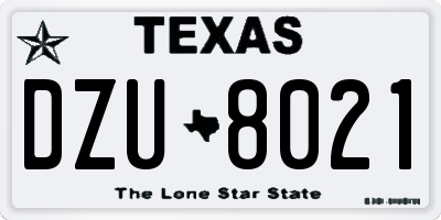 TX license plate DZU8021