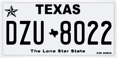 TX license plate DZU8022