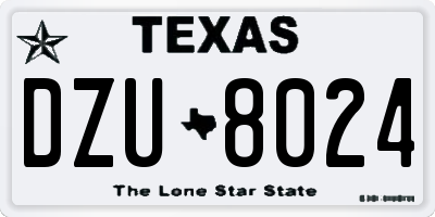 TX license plate DZU8024