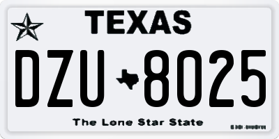 TX license plate DZU8025