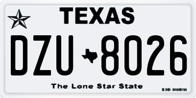 TX license plate DZU8026