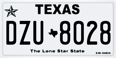 TX license plate DZU8028