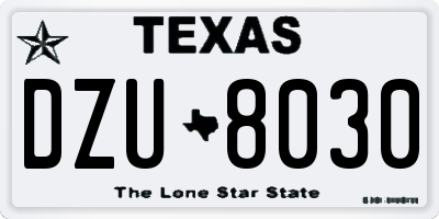 TX license plate DZU8030