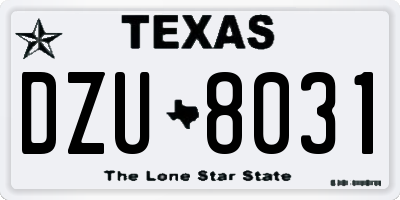 TX license plate DZU8031