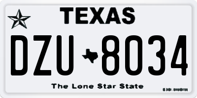 TX license plate DZU8034