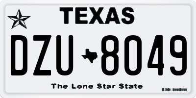 TX license plate DZU8049
