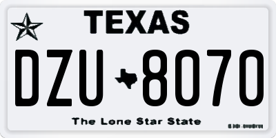 TX license plate DZU8070