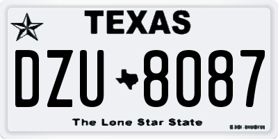 TX license plate DZU8087