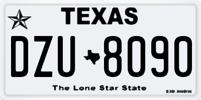 TX license plate DZU8090