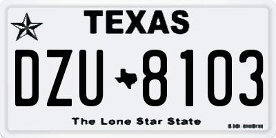 TX license plate DZU8103