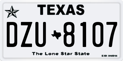 TX license plate DZU8107